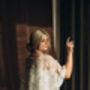 Floral Lace Cape Beaded Wedding Dress Cover Up, thumbnail 7 of 12