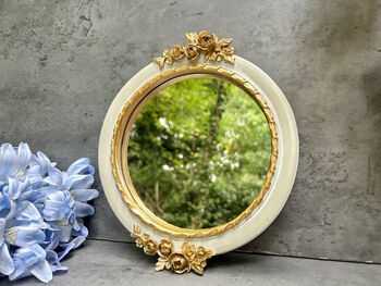 20cm Cream And Gold Decorative Wall Mirror – Floral Motif, 12 of 12