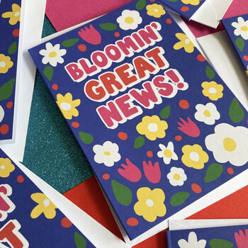 Blooming Great News Funny Flower Congratulations Card, 2 of 5