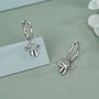 Ribbon Bow Huggie Hoop Earrings In Sterling Silver, thumbnail 6 of 12