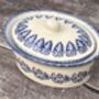 Blue Patterned Oval Butter Dish, thumbnail 1 of 3