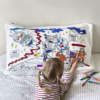 Space Pillowcase Kit + 10 Pens, Colour In And Learn, 3 of 10