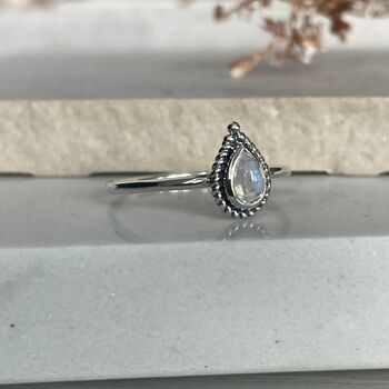 925 Sterling Silver Ayra Moonstone Ring, 3 of 12