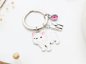 Personalised White French Bulldog Keyring, 3 of 9