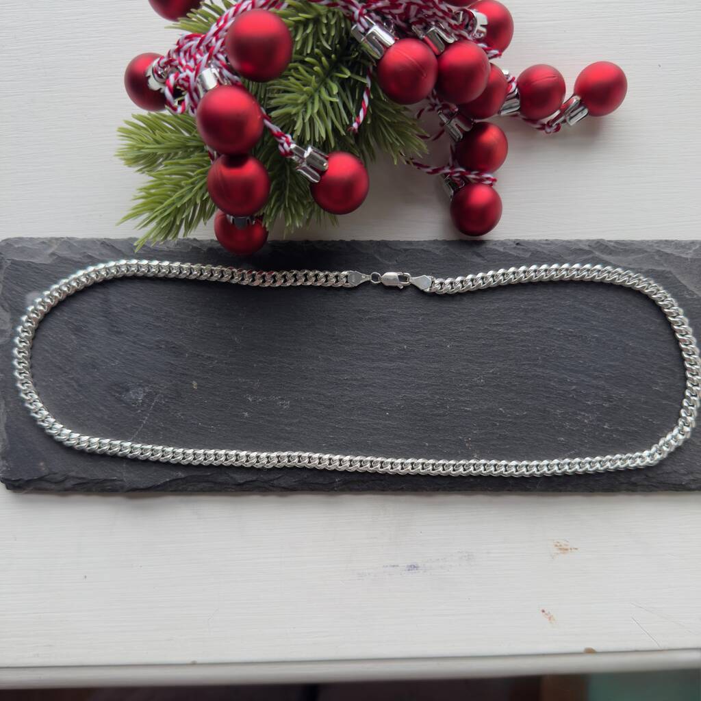 Men's Sterling Silver Chunky Flat Curb Chain, 1 of 12