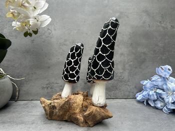 Hand Carved Teak Root Wooden Mushroom Statue Home Gift, 9 of 11