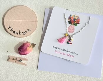 Hand Painted Mini Floral Initial Letter Pendant Gift With Stand, 5 of 12