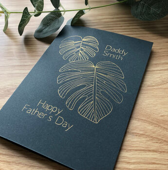 Personalised Monstera Father's Day Gold Foil Card, 5 of 9