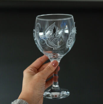 Gin Glass With Bird Engraving, 5 of 8