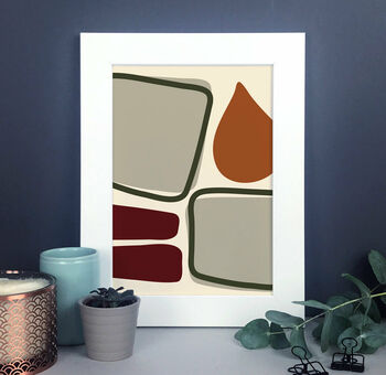 Browns And Green Abstract Shapes Print, 5 of 7