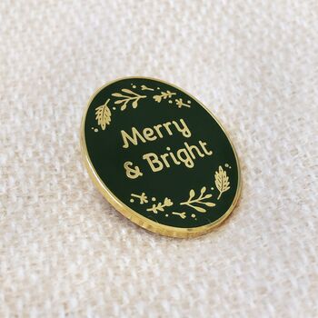 Merry And Bright Traditional Enamel Pin Badge, 9 of 11