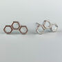 Sterling Silver Hexagon Honeycomb Stud Earrings, thumbnail 1 of 6