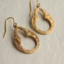 Victorian Gold Carved Teardrop Hoop Earrings, thumbnail 5 of 8