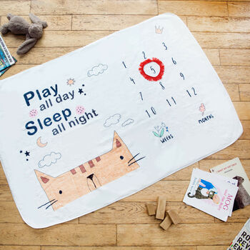 'Play All Day' Baby Milestone Cotton Blanket, 3 of 12