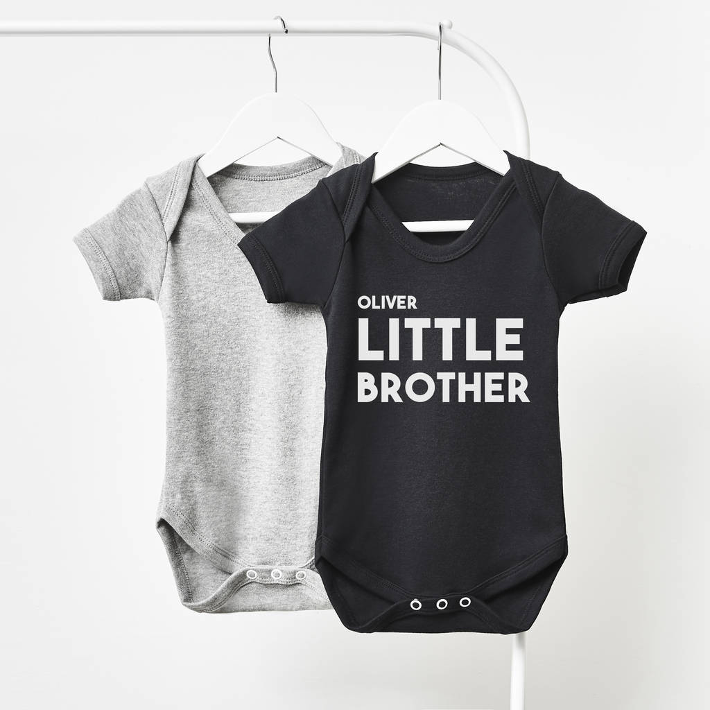 personalised little brother short sleeve babygrow by sophia victoria ...