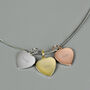Personalised Tri Tone Three Names Hearts Necklace, thumbnail 3 of 5