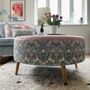 Louis Footstool In Strawberry Thief And Blush Velvet, thumbnail 1 of 4