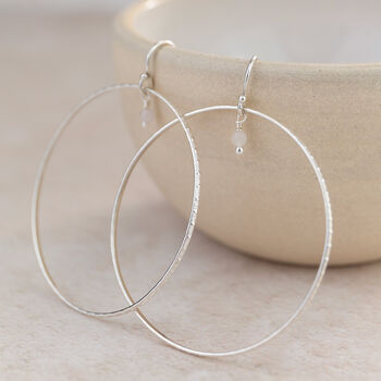 Sterling Silver And Rose Quartz Celestial Hoop Earrings, 3 of 3
