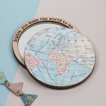 World Map Compact Pocket Mirror For Her, 4 of 5