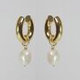 Effie Chunky Plated Gold Hoop Pearl Earrings, thumbnail 5 of 6