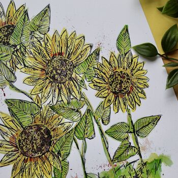 Sunflower Watercolour A4 Art Print, 3 of 5