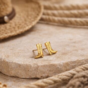 Cowboy Boot Stud Earrings In Sterling Silver, 3 of 12