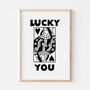 Pink Queen Of Hearts Lucky You Wall Print, thumbnail 4 of 5