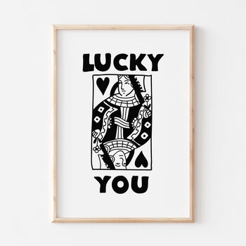 Pink Queen Of Hearts Lucky You Wall Print, 4 of 5