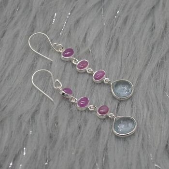 Ruby, Blue Topaz Dangle Earrings, 8 of 8