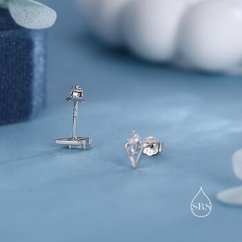 Sterling Silver Art Deco Inspired Tiny Rhombus Cz Stud Earrings, 7 of 12