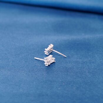 Cluster Cz Stone Stud Earrings 925 Sterling Silver, 7 of 9