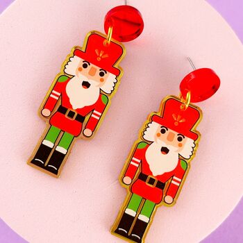 Acrylic Christmas Nutcracker Earrings, 9 of 9
