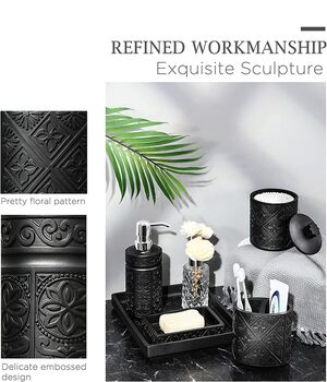 Set Of Five Black Resin Bathroom Accessories, 2 of 8