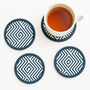 Four X Geometric Blue Rubber Coasters New Home Gift, thumbnail 1 of 3