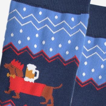 Men's Bamboo Socks Sausage Dog Beer, 3 of 5