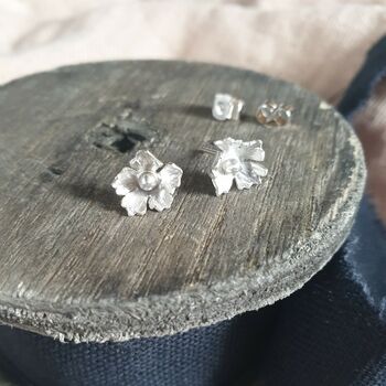 Handmade Silver Flower Stud Earrings, 4 of 6