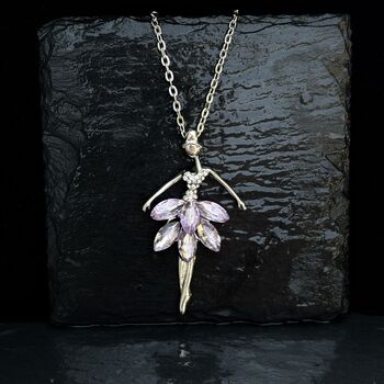 Personalised Ballerina Necklace With Purple Crystal Costume, 7 of 12