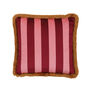 Trapeze Girl Double Sided Velvet Cushion Deep Berry Red And Stripes, thumbnail 2 of 4