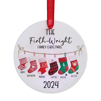 Personalised Family Stocking Christmas Bauble, 6 of 6