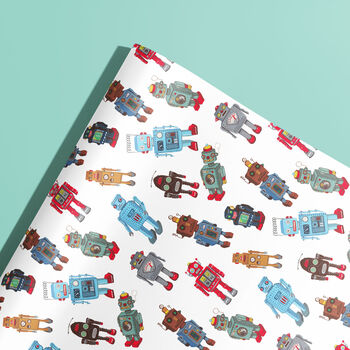 Vintage Toy Robot Wrapping Paper, Gift Wrap, 4 of 5