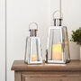 Set Of Two Stainless Steel Trapeze LED Lanterns, thumbnail 1 of 3