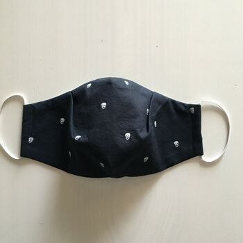 Upcycled Silk Lined Skull Print Cotton Face Mask, 5 of 7