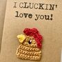 Chicken Love You Crochet Anniversary Valentines Card Handmade, thumbnail 7 of 7