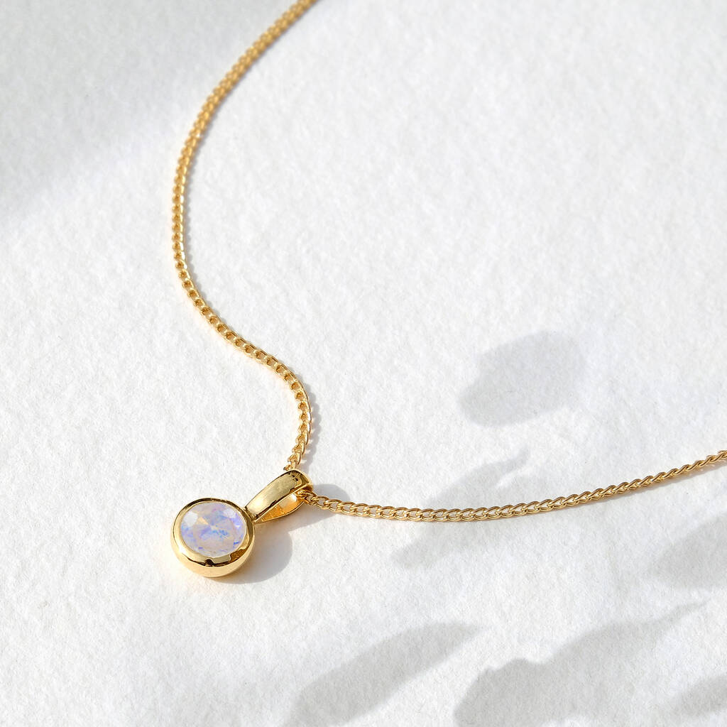 June Birthstone Moonstone Gold Plated Charm Necklace, 1 of 10