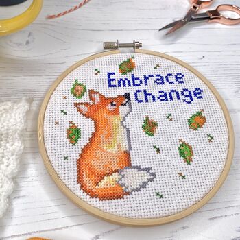 Embrace Change Fox Cross Stitch Kit, 5 of 7