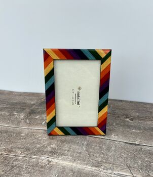 Natalini Multicoloured Rainbow Diagonal Striped Photo Frame, 2 of 3