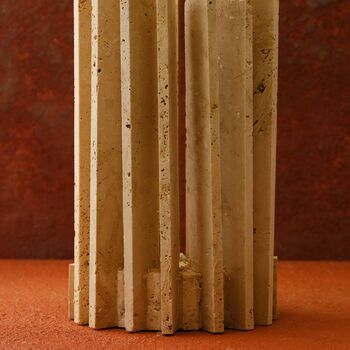 Hand Carved Fluted Travertine Vase, Architectural Design, 2 of 2