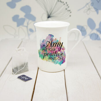 Personalised Positive Pants Bone China Mug, 2 of 3