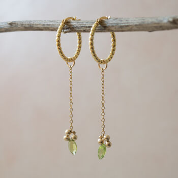 She Blooms Hoops Gold Vermeil And Peridots, 5 of 8