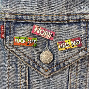 Hell No Enamel Pin Pick Me Up Gift, 3 of 3